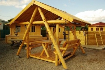 MOBILIARIO JARDIN: CENADOR-BALANCIN MAXI DE MADERA, KIT BRICO-MADERA PARA MONTAR