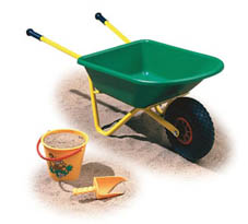 CARRETILLA DE JUGUETE INFANTIL VERDE, DEMPY BERG TOYS HOLANDESA.