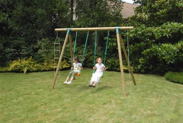 Columpio madera 2 asientos+Escalera+Cuerda. GALWAY, IndalChess.com