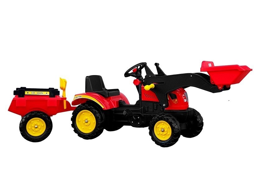 Tractor A Pedales con Remolque Color Rojo