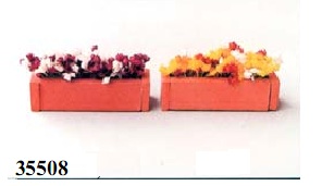 MOBILIARIO MINIATURA MAQUETAS: SET 2 JARDINERAS CON FLORES MINIATURA, RECTANGULARES ALRGADAS. KERANOVA 35508 MOBILIARIO MINIATURA MAQUETAS: SET 2 JARDINERAS CON FLORES MINIATURA, RECTANGULARES ALRGADAS. KERANOVA 35508