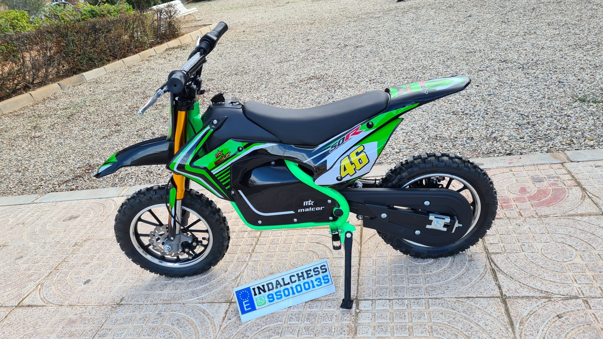 MINIMOTO MOTOCROSS ELECTRICA XZE 500W EN COLOR VERDE 36V CON