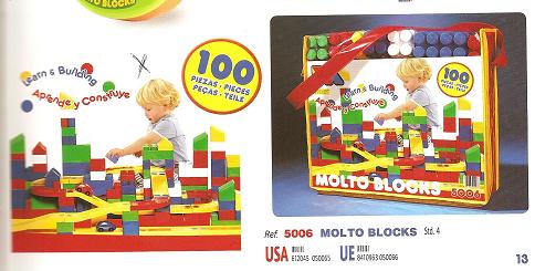 Aprende y construye con los juguetes Molto Blocks de 100 piezas 5006