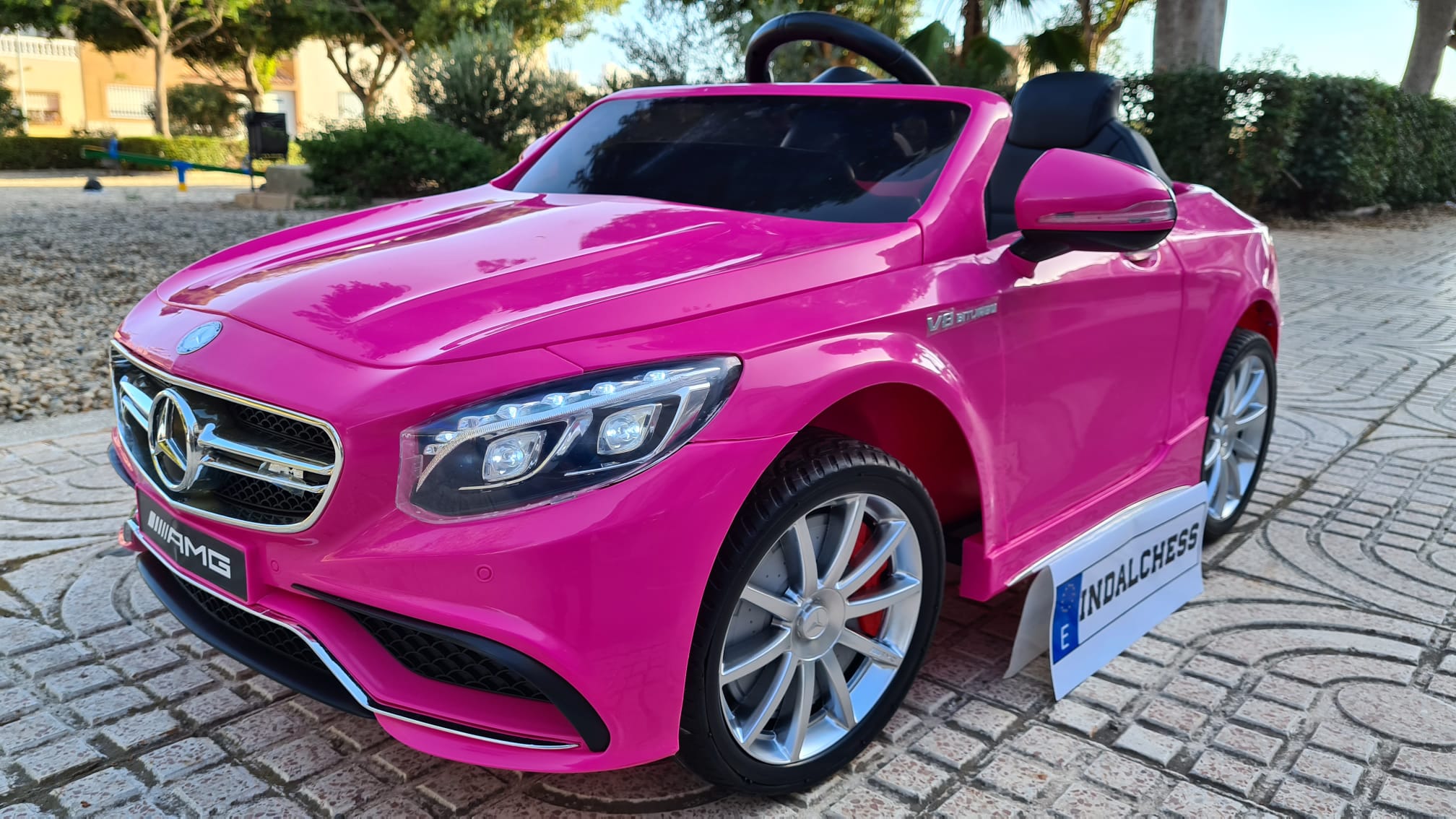 coche bateria rosa