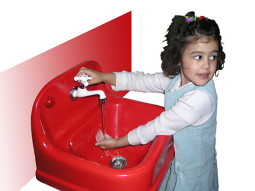 LAVABOS INFANTIL DE DISE�O EN COLORES, MODELO DE 40cm Y DE UN GRIFO