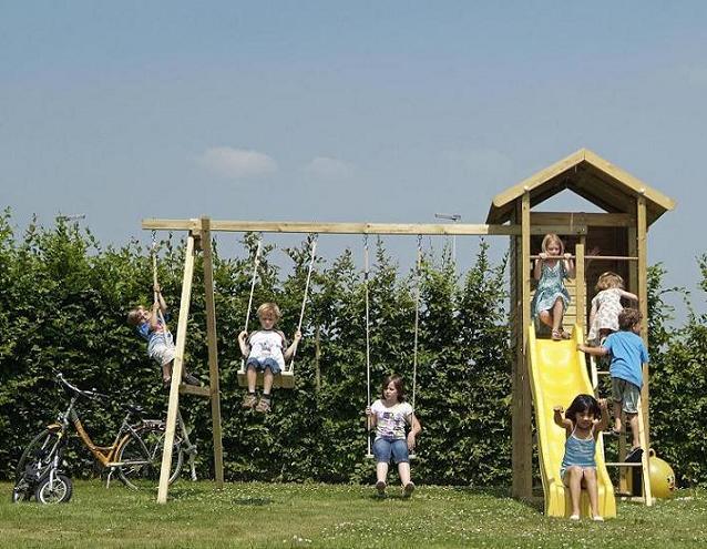 PRECIO PARQUE INFANTIL DE MADERA, MODELO SUPERATALAYA DE MADERA CON COLUMPIO DOBLE Y TOBOGAN