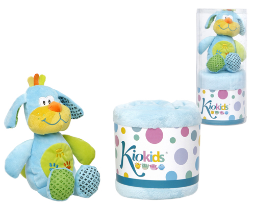 Kiokids 1209. Toalla pequeña azul y peluche perro, IndalChess Tienda de