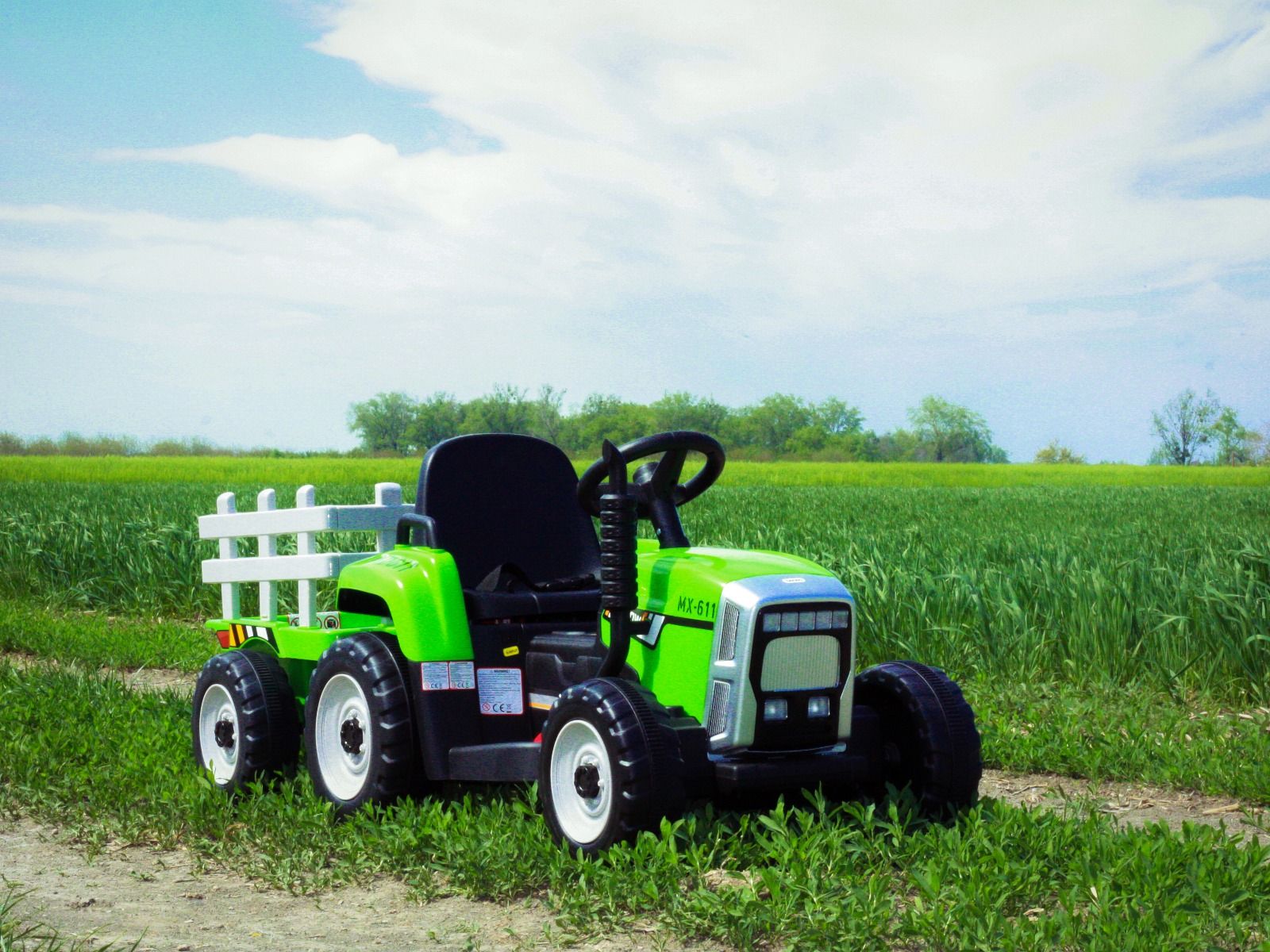 tractor 12v con remolque verde, de a años, Coches eléctricos y