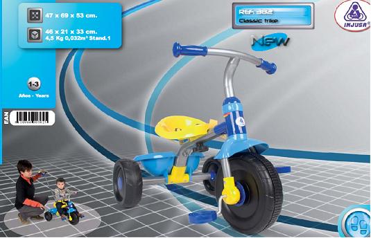 COMPRAR TRICICLO CLASSIC TRIKE INJUSA, REF_382. TRICICLO CON CHASIS MET�LICO.