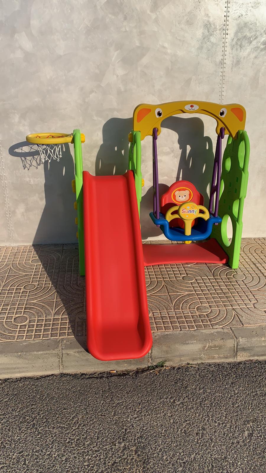 KIT COLUMPIO BEBÉ+TOBOGÁN+CANASTA INFANTIL, VERDE LE5513, Coches