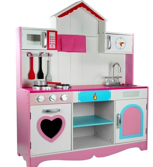 Cocinita Madera Juguete Cocina Grande Rosa Niñas Infantil