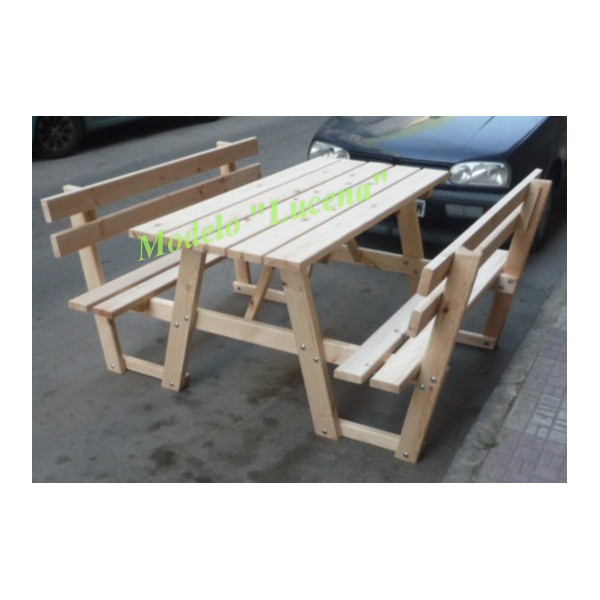 Venta Mesa Picnic De Madera Tratada De Pino Nórdico Incuye Asientos Y Respaldo Ref Lucena 190 Indalchess Tienda De Coches Para Niños