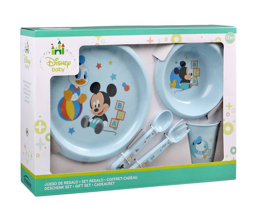 SET VAJILLA MICKEY MOUSE PARA BEBÉS. 5 PIEZAS. KIOKIDS 1335