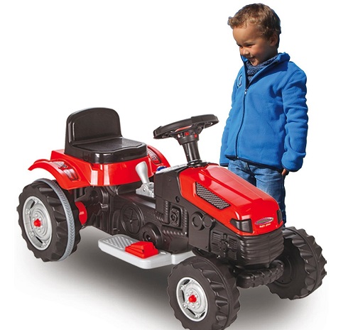 Tractor para Niños Tractor Eléctrico Rojo Con Asiento Ajustable Y Batería