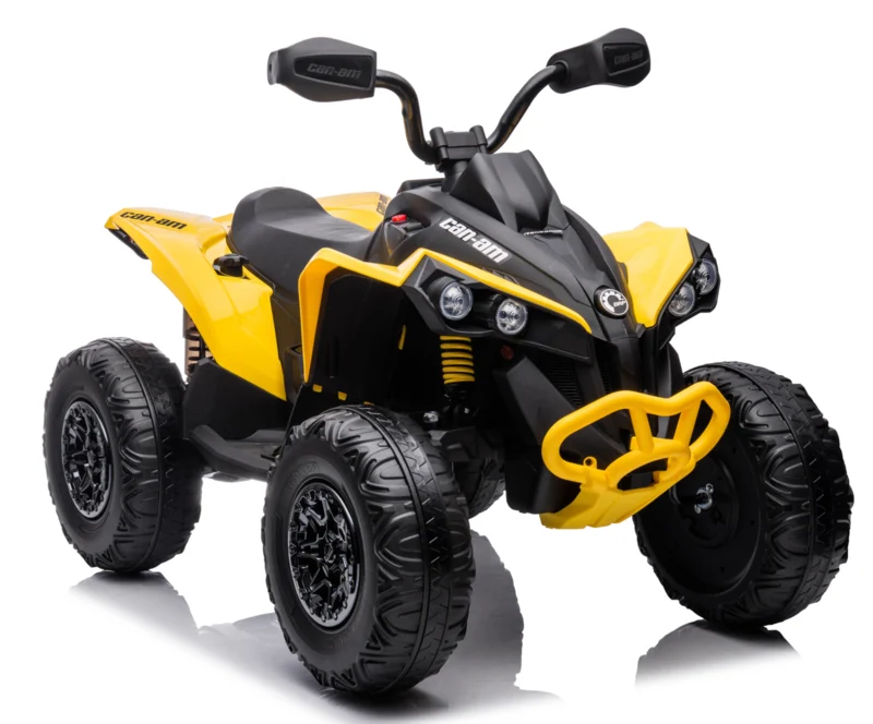 QUAD CAN-AM amarillo-NEGRO 12V, 4 MOTORES, RUEDAS GOMA, ASIENTO cuero, RC INDA95-CA002yl