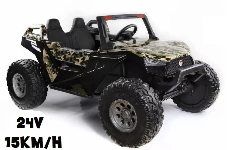 Buggy de playa 24V Camuflaje, Alta velocidad 15km/h, 2 plazas, 2.4ghz, arranque suave, 4x4, eva, INDA78-SX1929cm