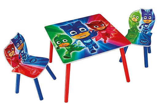MESA Y 2 SILLAS DE MADERA PARA NIÑOS, PJ MASKS - 527PJM, IndalChess