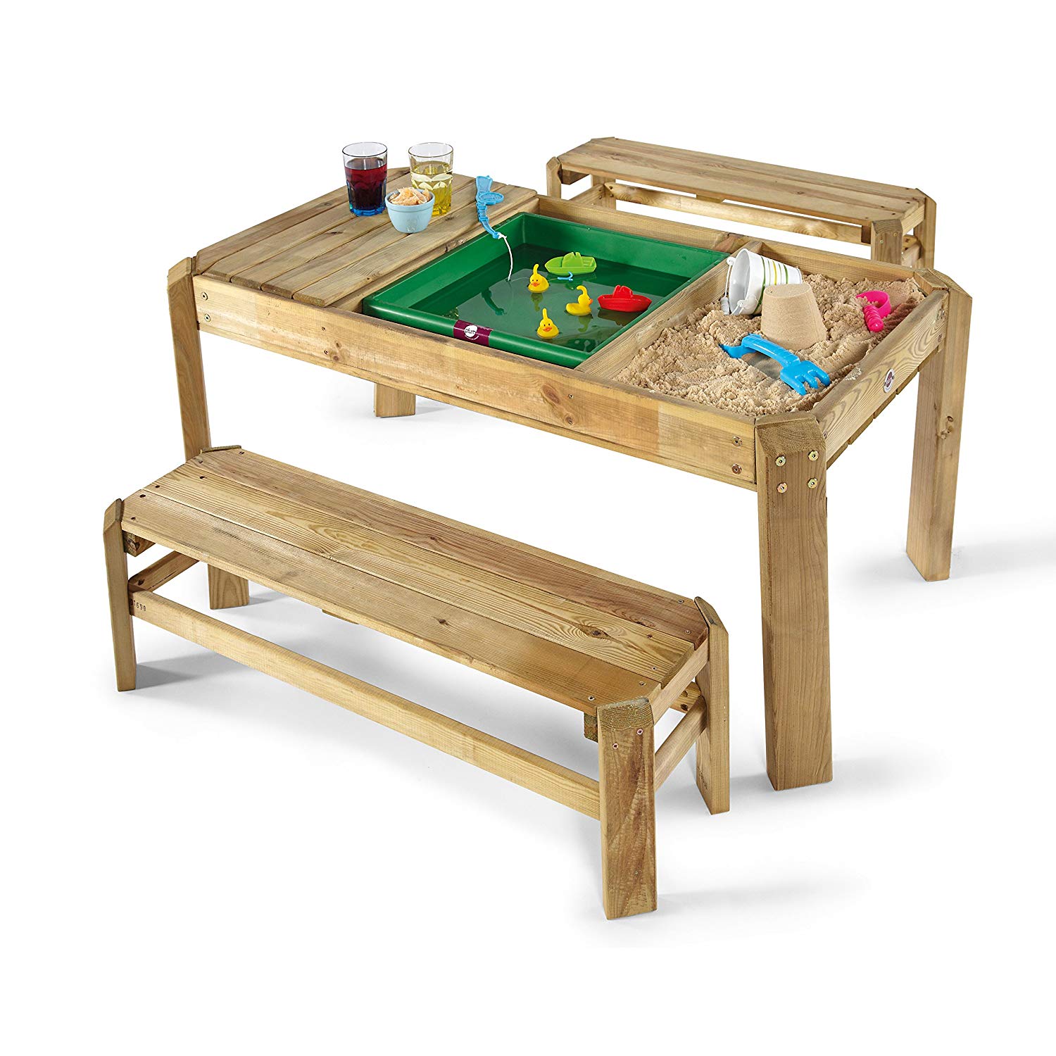 Mesa infantil madera con doble compartimiento agua, arena, Coches