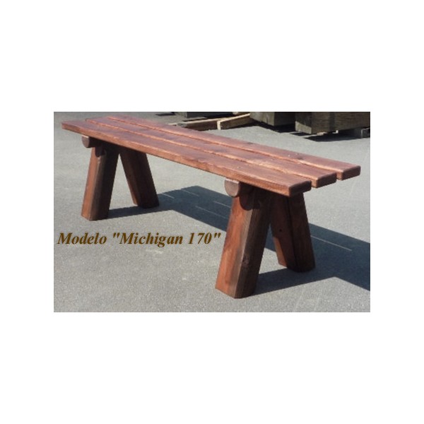 BANCO-ASIENTO DE MADERA TRATADA+PINTURA NOGAL. MODELO MICHIGAN 170 SIN