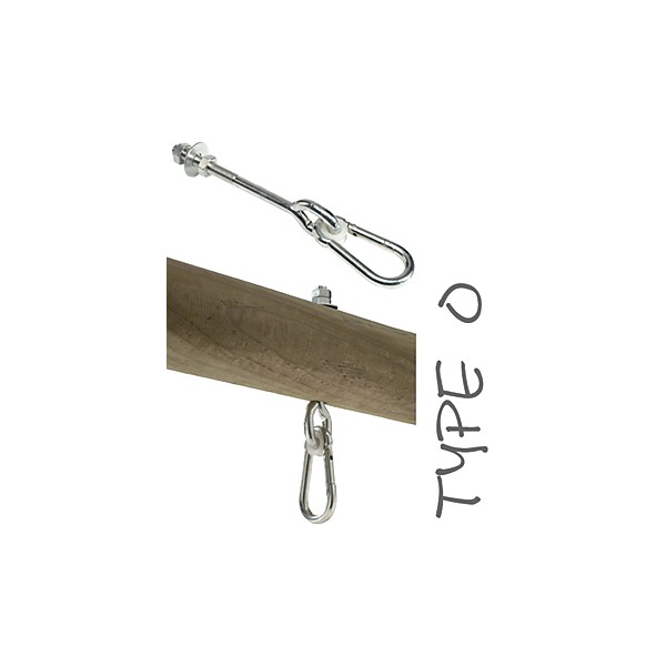 VENTA GANCHO COLUMPIOS DE MADERA, CON MOSQUETÓN REF A010014. PARA MADERA GROSOR 14cm