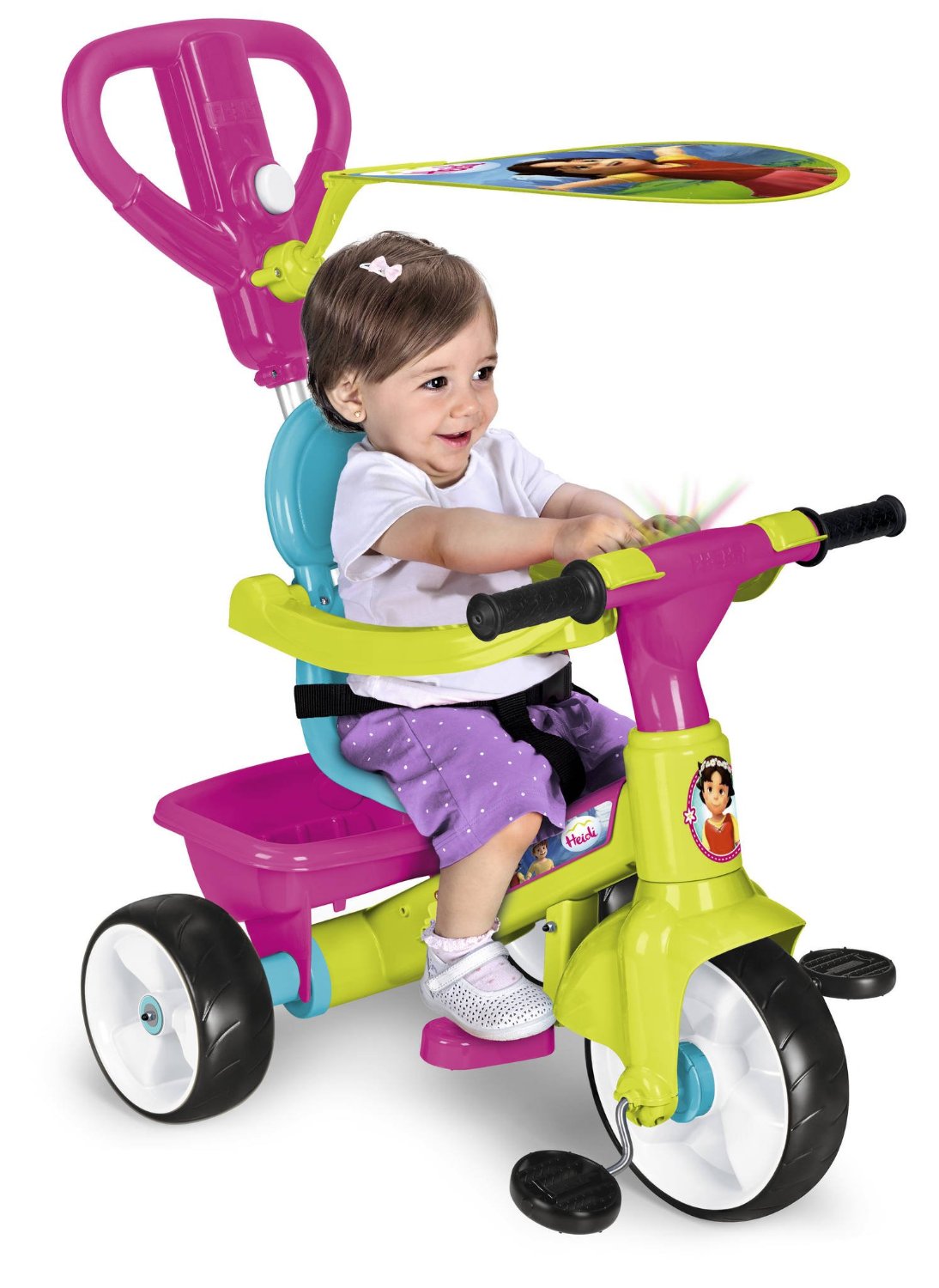 Tricycle Niños Escalable Bastón y Parasol Plegable Extraíble Bolsa y Cesta Acero Triciclo Niño Escalable, Bicicleta, Accesorios, hasta 5 años-4 en 1 - Negro