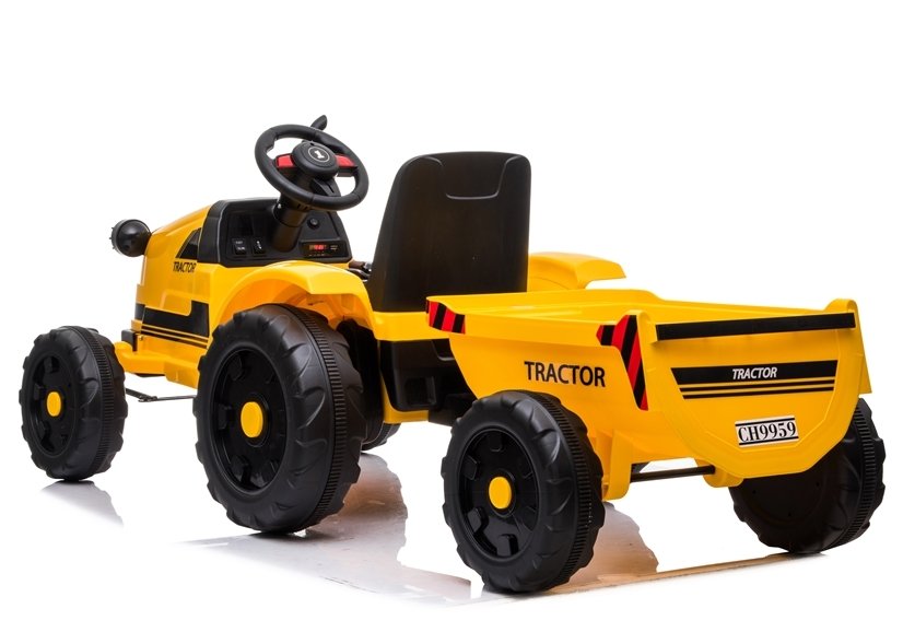 Tractor de batería 24V verde con remolque y mando a distancia | Busto