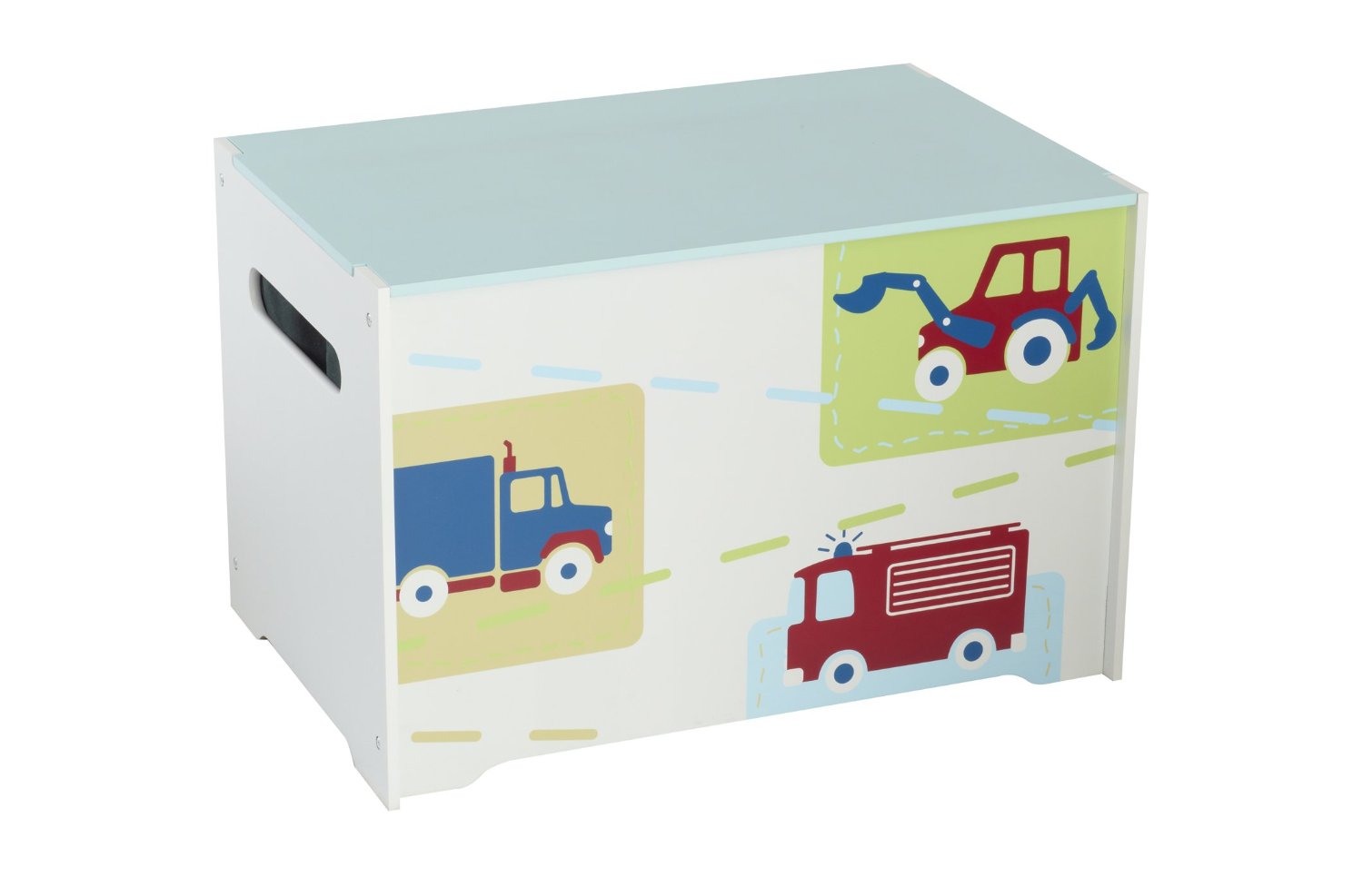 BAÚL JUGUETERO INFANTIL DE MADERA, DIBUJO COCHES. 474VEH01EM