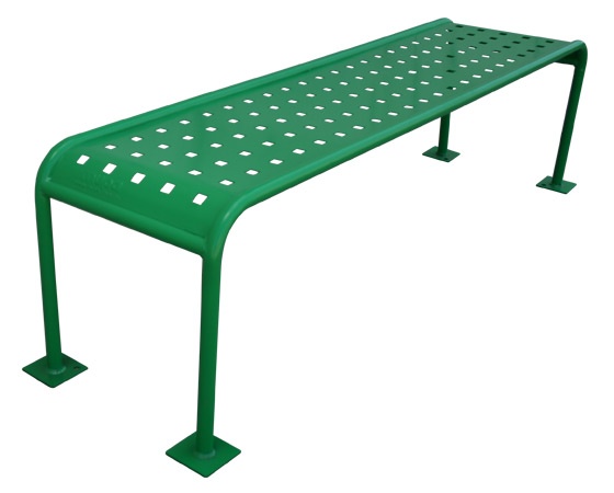 BANCO SIN RESPALDO DE CHAPA PERFORADA PARA EXTERIOR. LONGITUD 180cm