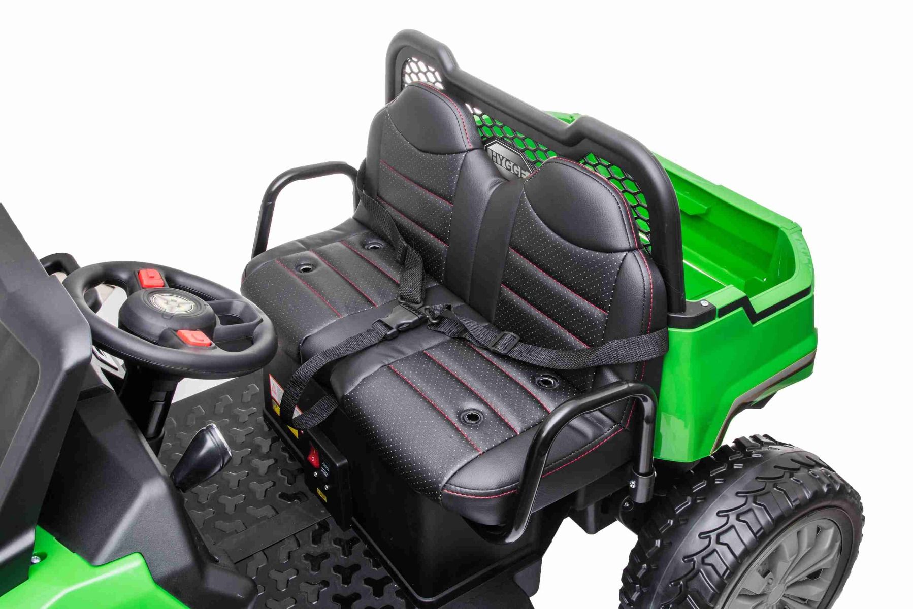 GOPLUS Tractor Eléctrico 24V Para Niños De 3-8 Años - Coche De 2 Plazas Con Caja Volquete, Control Remoto 3 Velocidades, Suspensión De Muelle Y Efectos De Luces Y Sonido, Color Negro