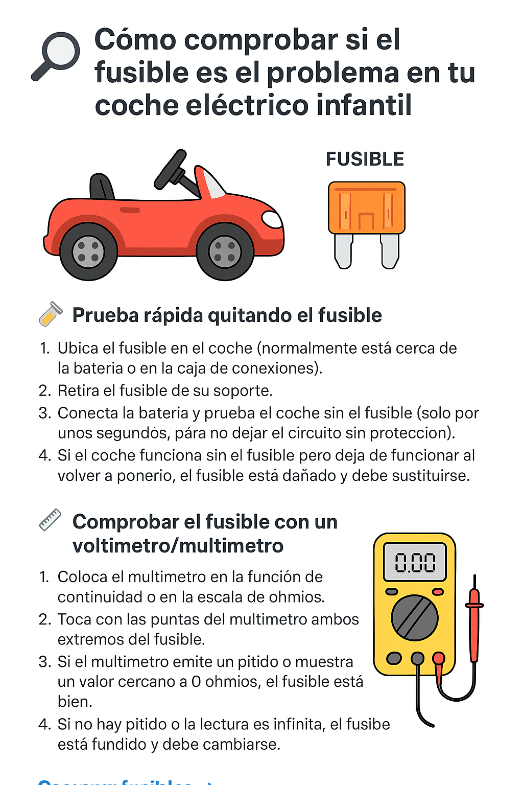 Cómo comprobar el fusible de un coche eléctrico infantil