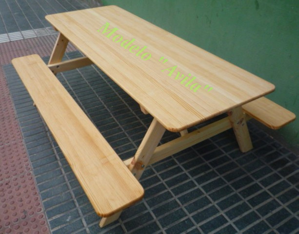 MESAS Y BANCOS DE MADERA - MESAS PICNIC MADERA - MESAS PICNIC EXTERIOR