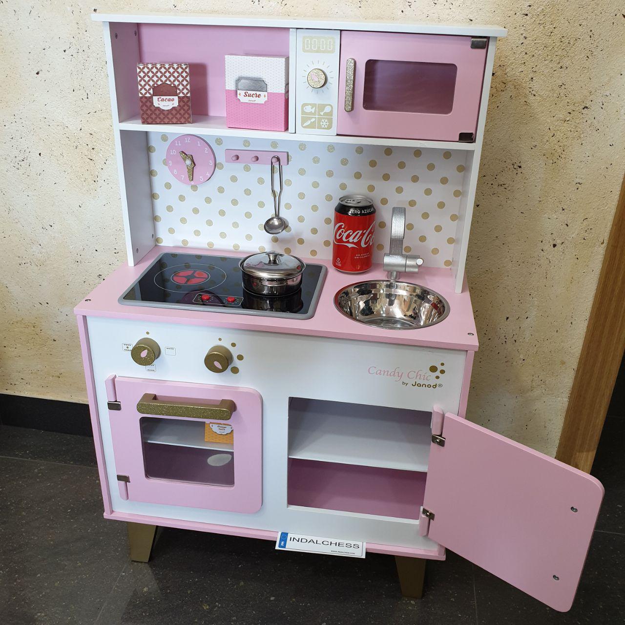 Janod Candy Chic - Juego de cocina grande para cocina, 6 accesorios, luces y sonidos, altura de encimera de 19.7 pulgadas, a partir de 3 años, J06554 Janod Candy Chic - Juego de cocina grande para cocina, 6 accesorios, luces y sonidos, altura de encimera de 19.7 pulgadas, a partir de 3 años, J06554