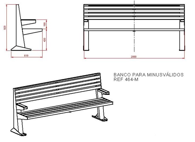 BANCO EXTERIOR ACERO, FÁCIL ACCESO MINUSVÁLIDOS. ASL_464M. LARGO 2