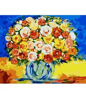 Lienzos para pintar por colores, Jarron de flores UNO, 12I-029