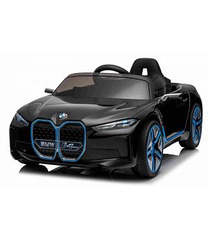 COCHE ELECTRICO INFANTIL 12V, BMW I4, NEGRO PINTADO, RUEDAS GOMA, ASIENTO CUERO, RC - INDA83-JE1009zw