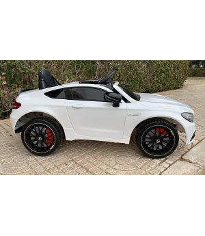 Mercedes C63 AMG blanco, 12V + 2.4GHZ RC , eva , asiento piel LI-C63wt-KI4