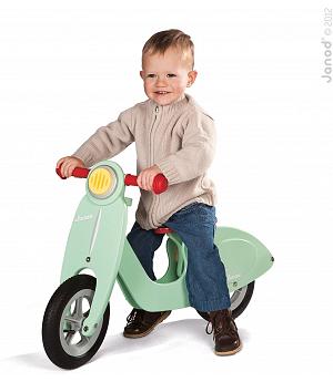 Janod J03243 - Bicicleta Scooter sin pedales de madera, Bikloon, VERDE