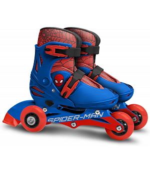 Patines Ajustable "Dos en Uno" SPIDERMAN, 3 Ruedas con Skate Control, Talla 27-30 - STAMPSM250301