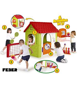 Activity House 6in1 de FEBER, Casa Infantil  +3 años con Juegos incorporados - FE12606 - FE13048