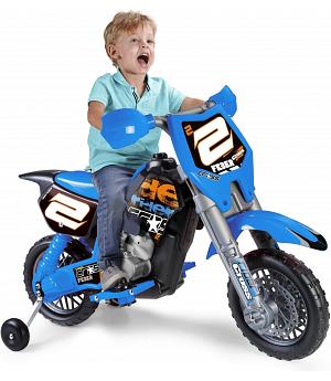 MOTOCROSS 6V INFANTIL FEBER Rider Cross Azul con Casco - FE12224