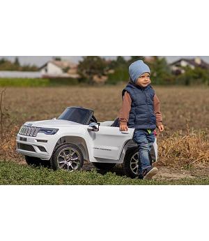 JEEP Grand Cherokee 12V NIÑOS, blanco, RC, 12V, asiento cuero, ruedas Eva - INDA164-JJ2055wt