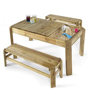 Mesa infantil madera con doble compartimiento agua, arena - PLAY77725503
