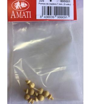 AMATI 600001 - POMOS DE MADERA DE 7mm. 5 UNIDADES