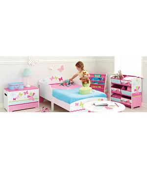 Cama infantil madera Mariposas. 450GGL+ - 14393. Colchón y almohada