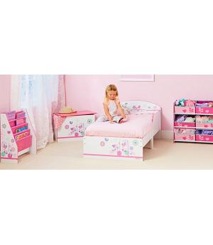 Cama para niños, dibujos Pajaritos de madera. 454FLW+. Colchón y almohada - 14395