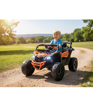 Buggy 24V CAN-AM 1 plaza, naranja, 4 MOTORES 200W, asiento cuero, ruedas goma, Mp4, RC. FULL OPTION - INDA38-LI-CA0