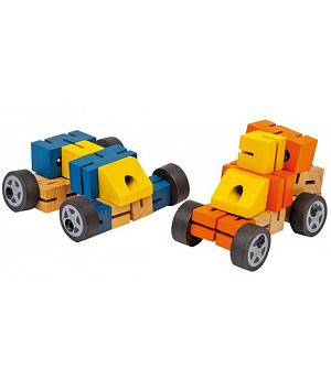 JUGUETES DE MADERA- SET 2 COCHES ROBOCAR TRANSFORMERS. REF BERLÍN 8521