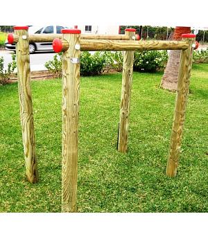 BARRAS PARALELAS DE MADERA REDONDA PARA GIMNASIA AL EXTERIOR. ENTORNOS URBANOS. REF ASL_236