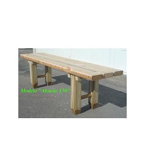 COMPRAR BANCO RUSTICO DE MADERA CURADA PARA JARDÍN MODELO ALCARAZ REF A 150