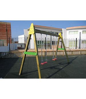 Venta columpio antivandalico para uso publico, columpio de madera con dos asientos de seguridad, REF ASL_225A
